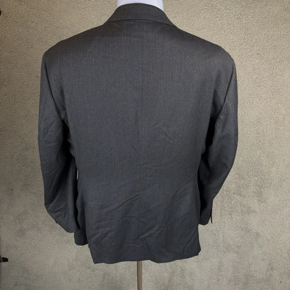 J‎ Hilburn 2 Piece Suit Mens 42R Blazer 36x29 Pant Dark Gray Blue Pinstripe